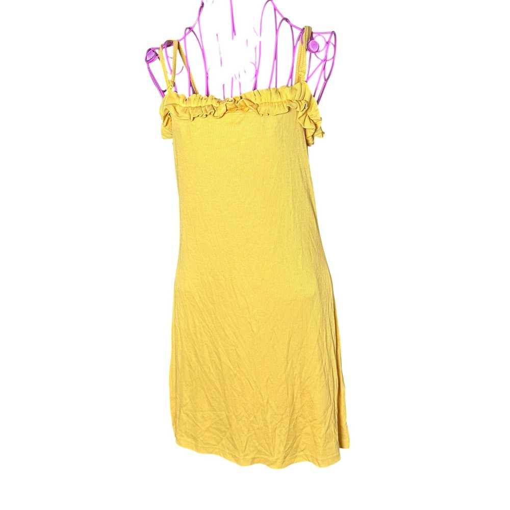 BB Dakota Steve Madden Sunflower Yellow Ribbed‎ Ruffle Mini Dress Small New